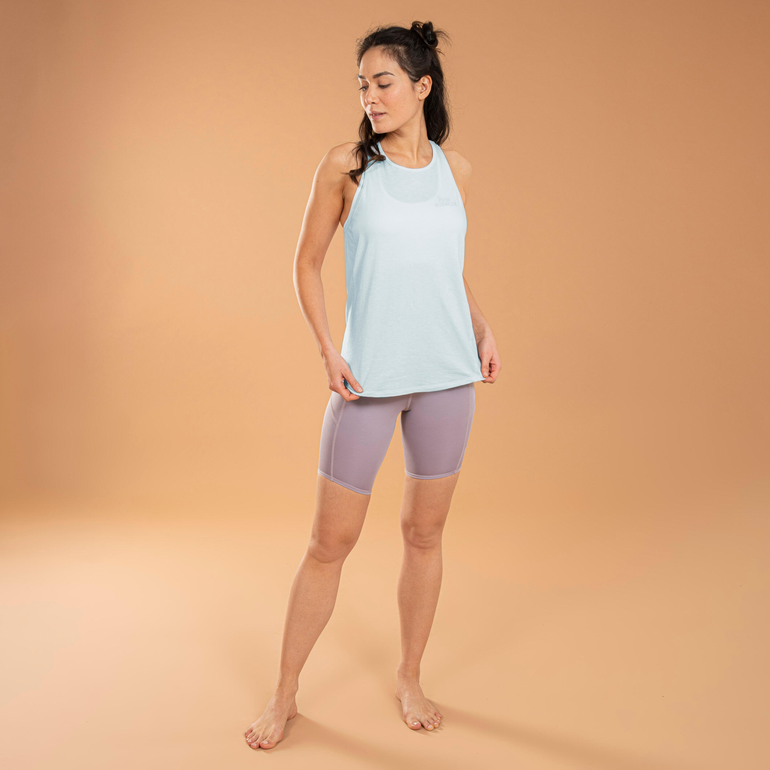 DÉBARDEUR YOGA COTON IMPRIMÉ BLEU CLAIR 3/5