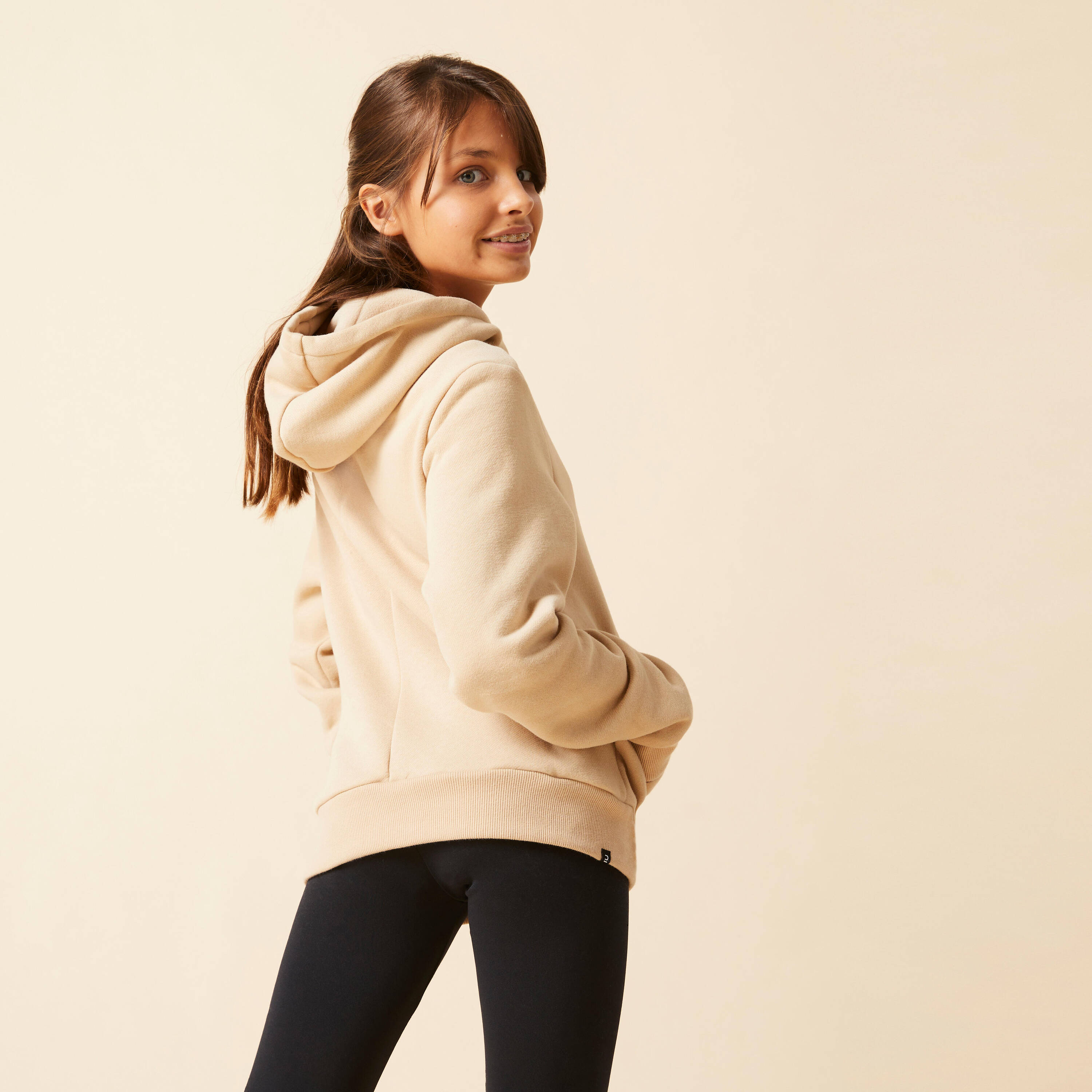 Kids' Cotton Hoodie - Beige -  4