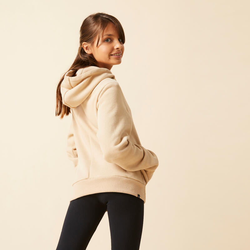 Katoenen hoodie kinderen beige