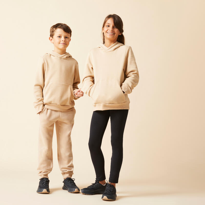 Felpa bambino ginnastica con cappuccio pesante beige