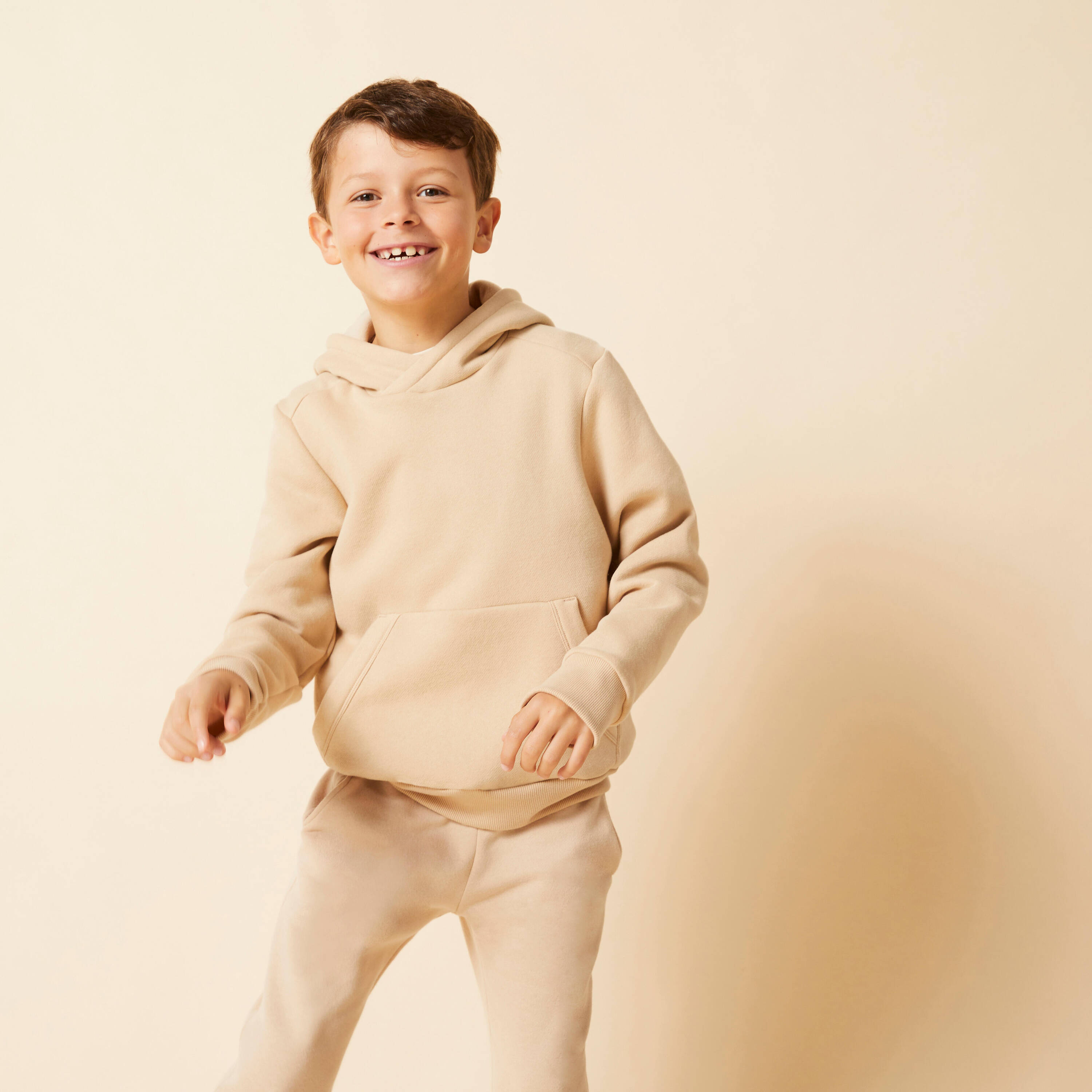 Kids' Cotton Hoodie - Beige -  5