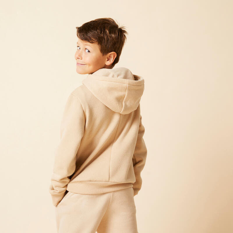 Katoenen hoodie kinderen beige