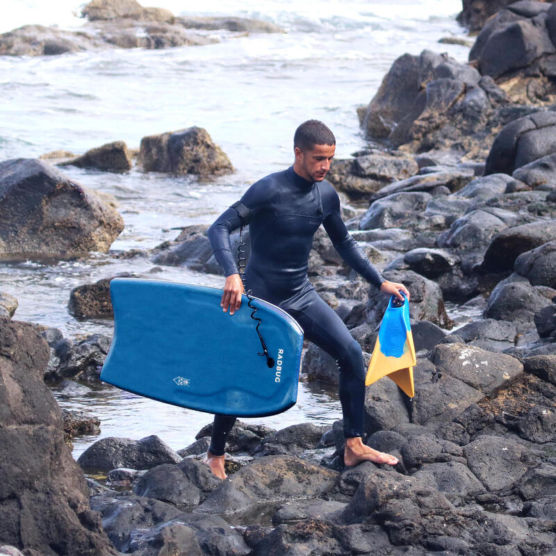 Bodyboard adulto 500 leash azul naranja