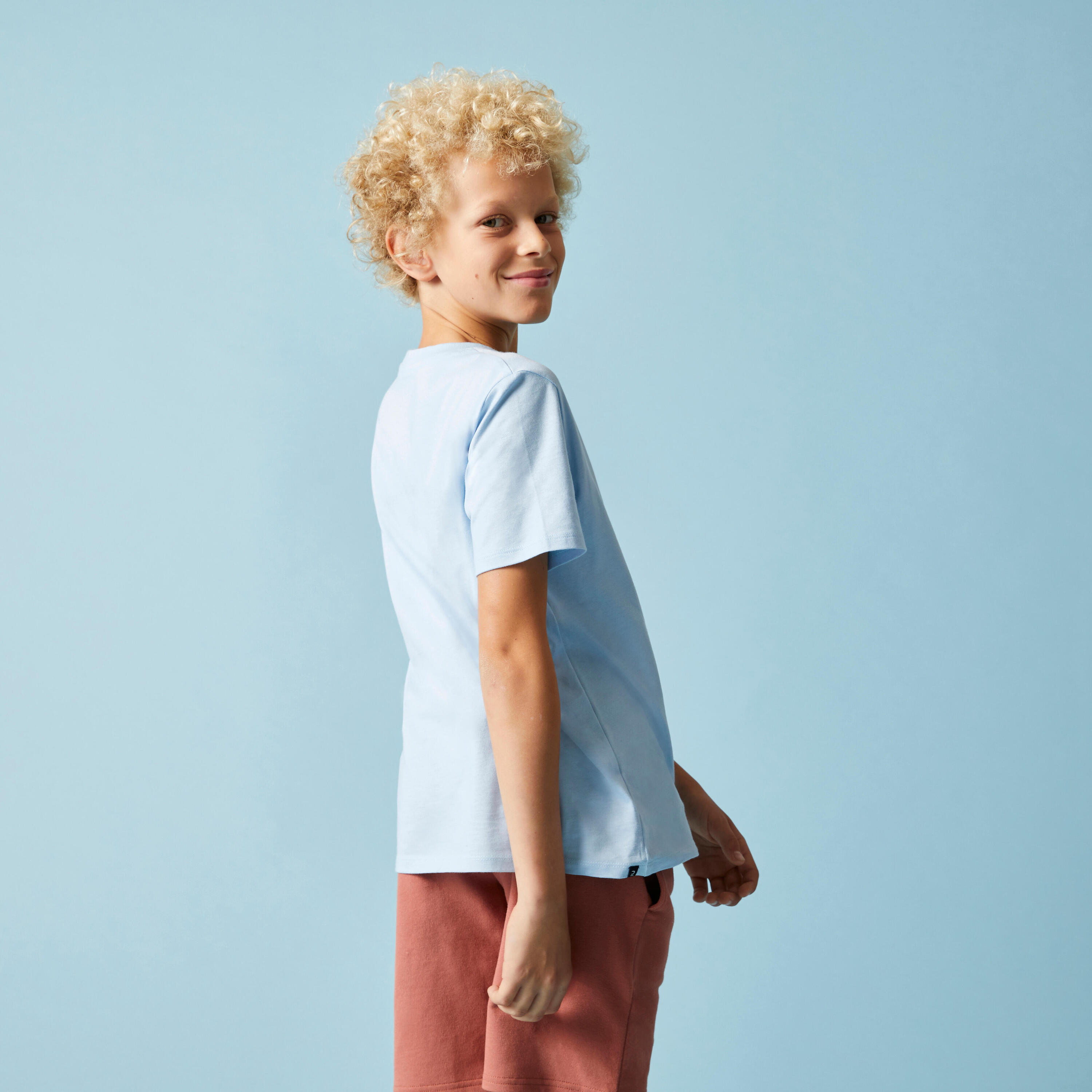 Kids' Unisex Cotton T-Shirt - Sky Blue 5/8