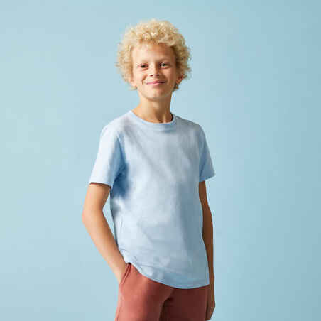 Kids' Unisex Cotton T-Shirt 500 - Sky Blue