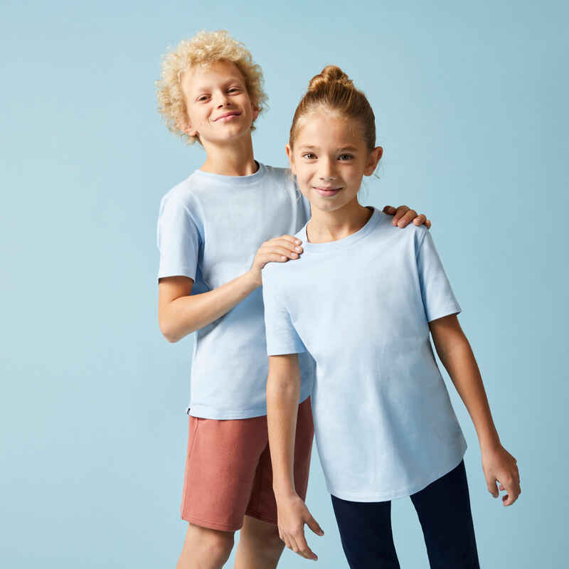 Kids' Unisex Cotton T-Shirt 500 - Sky Blue