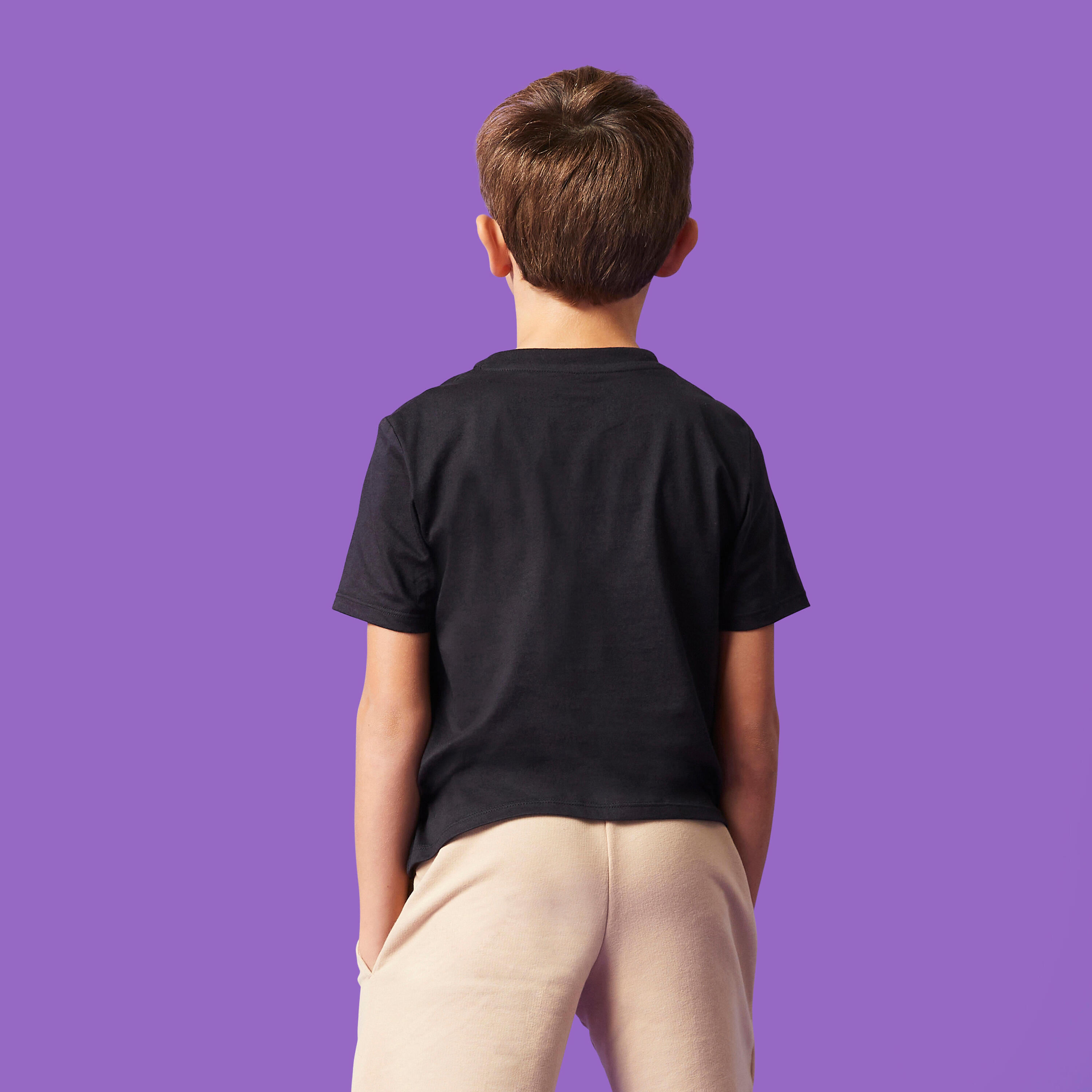Camiseta Múltiples Deportes Niños Negro Algodón 3/8