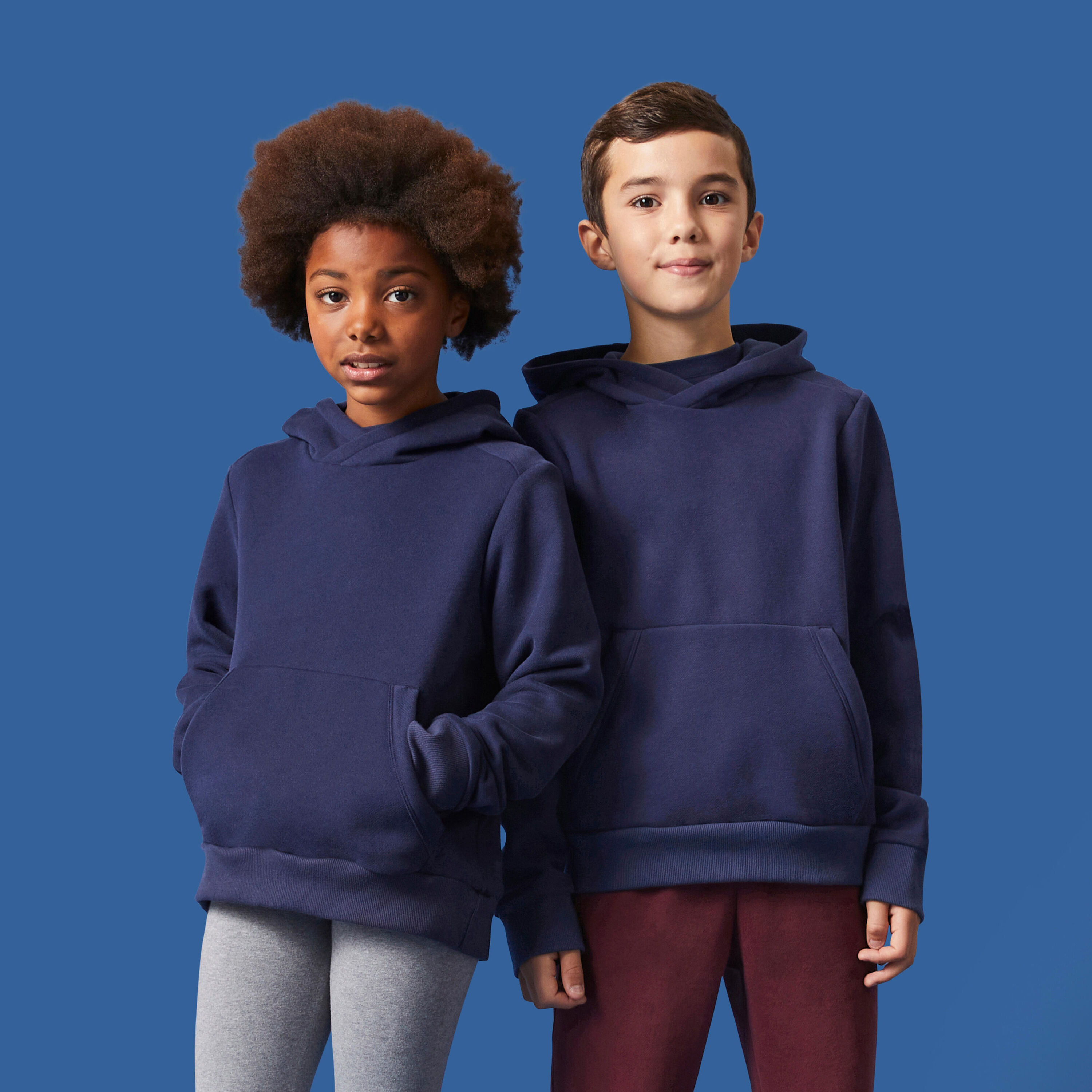 DOMYOS Kids' Cotton Hooded Sweatshirt - Navy