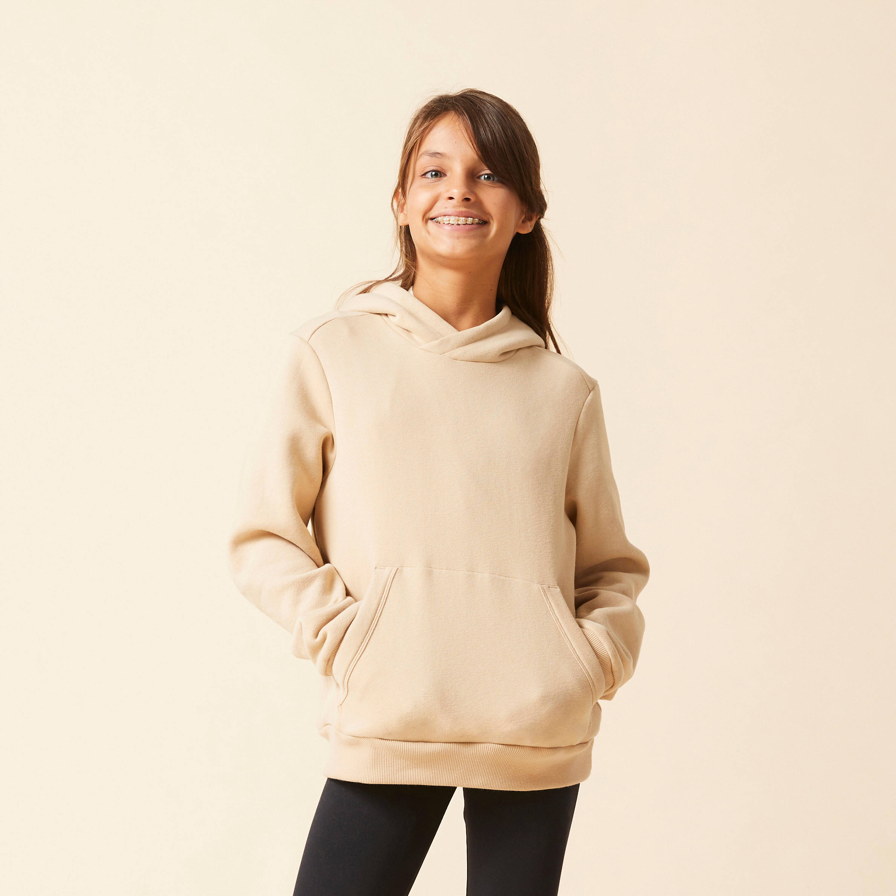 Kids' Cotton Hoodie - Beige -  3