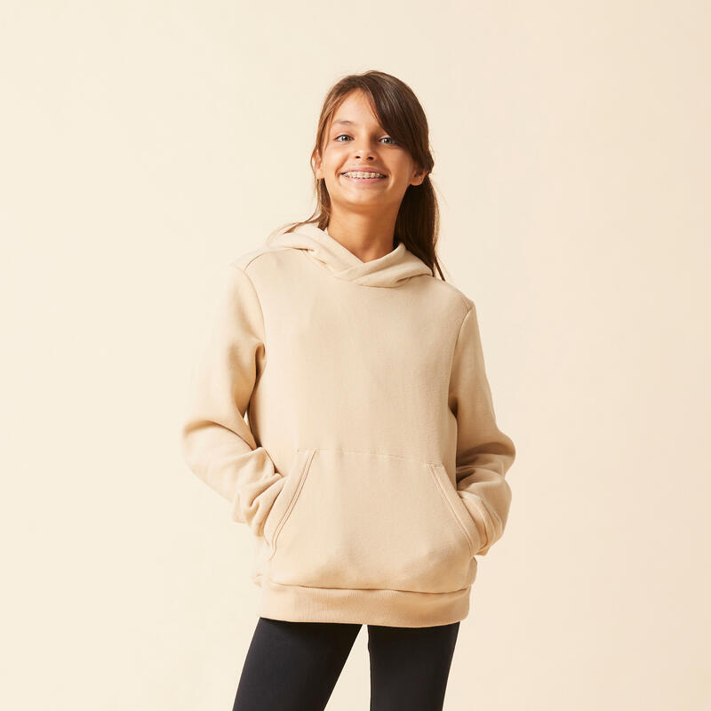 Katoenen hoodie kinderen beige