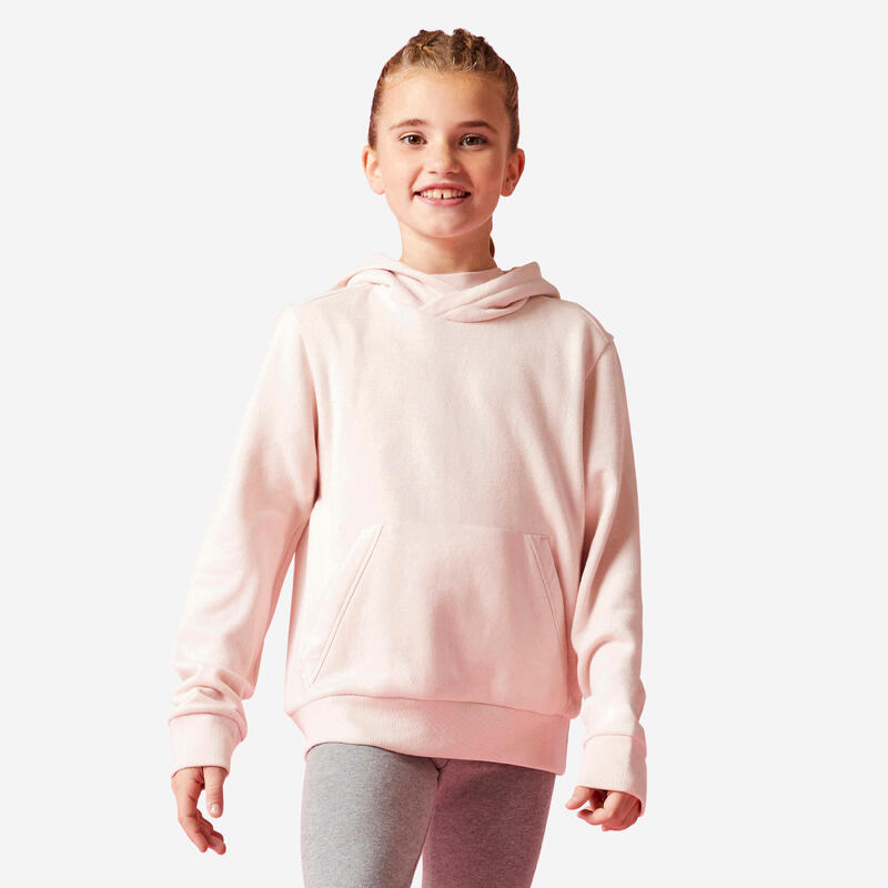 Çocuk Toz Pembe Pamuklu Kapüşonlu Sweatshirt