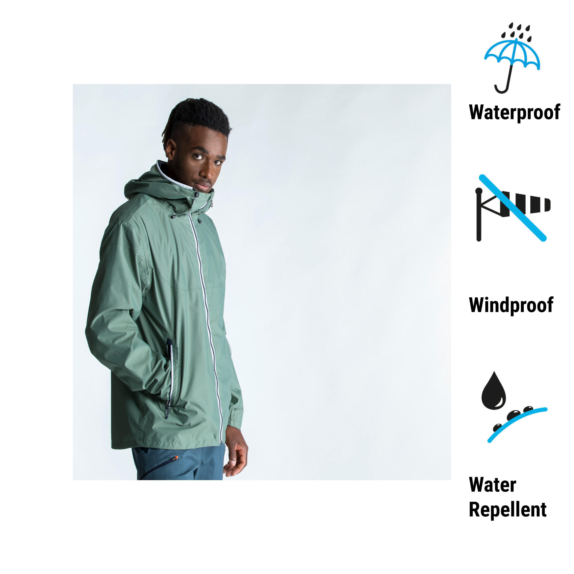 Men’s waterproof and windproof sailing jacket, 100 white petroleum 4/6
