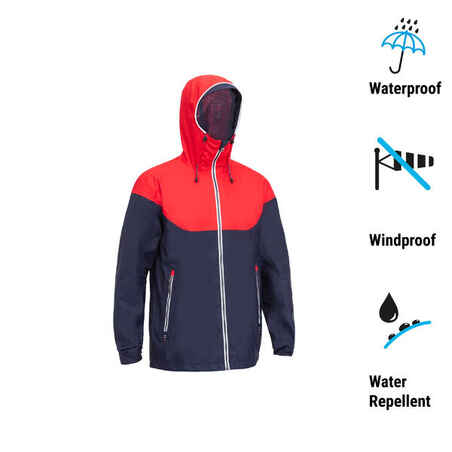 Chaqueta impermeable lluvia vela Hombre Sailing 100 azul blanco