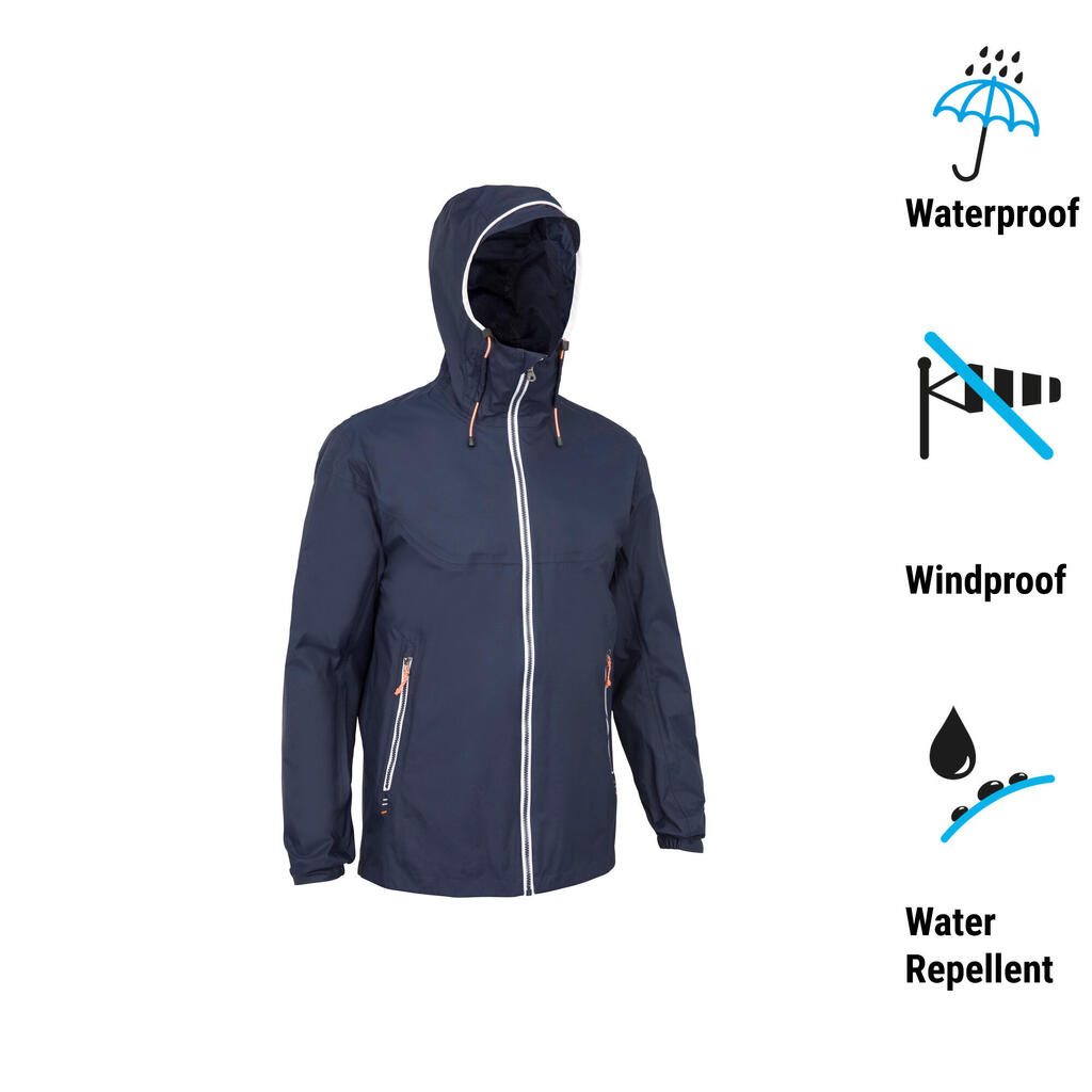 Chaqueta impermeable y rompevientos para hombre Tribord Sailing 100 azul
