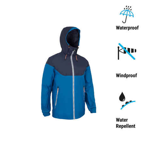 Sailing Waterproof Jacket - Waterproof Windproof Jacket SAILING 100 petrol white
