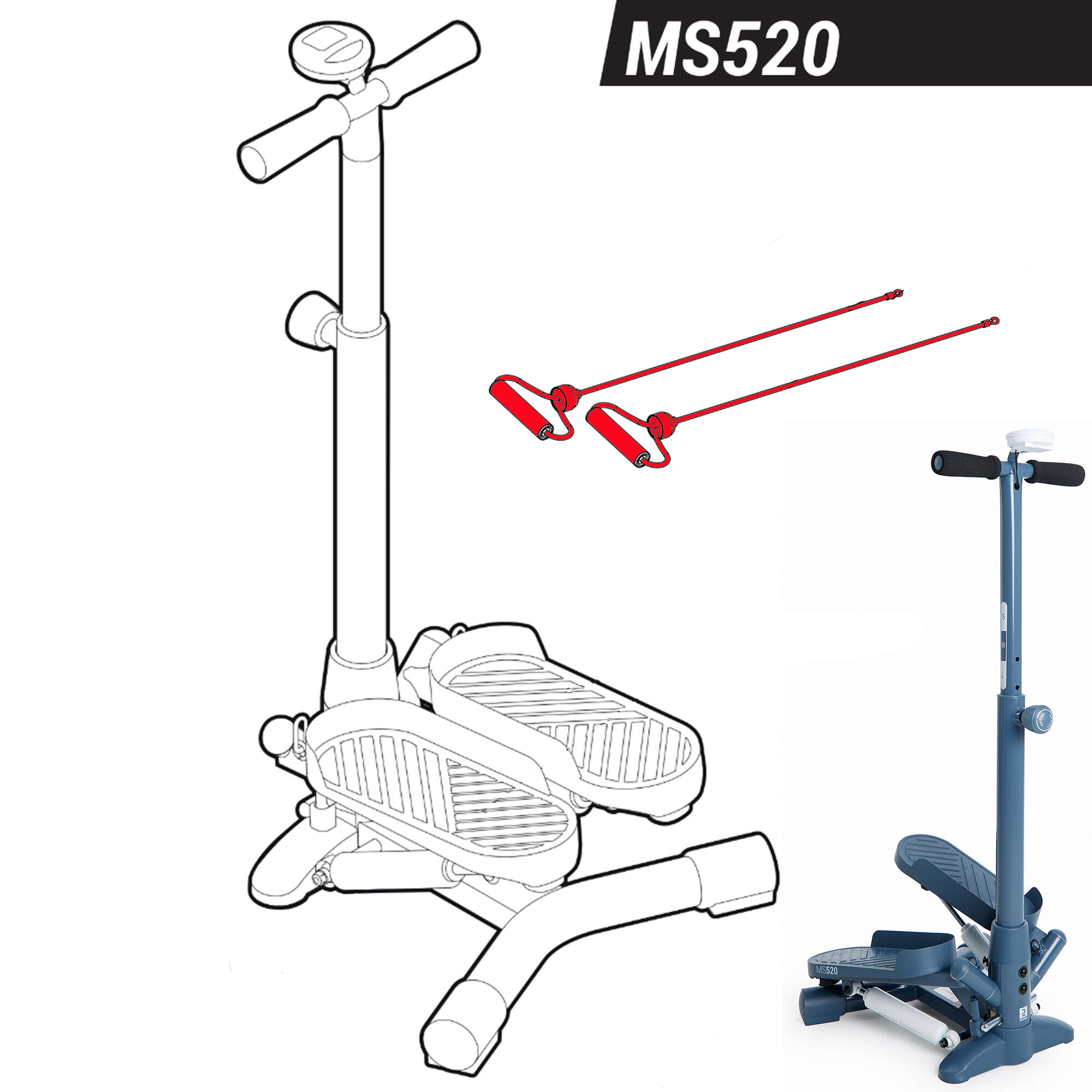 DOMYOS Rukoväte a gumy MS500/520 2023 - 2 ks bez · záber 6
