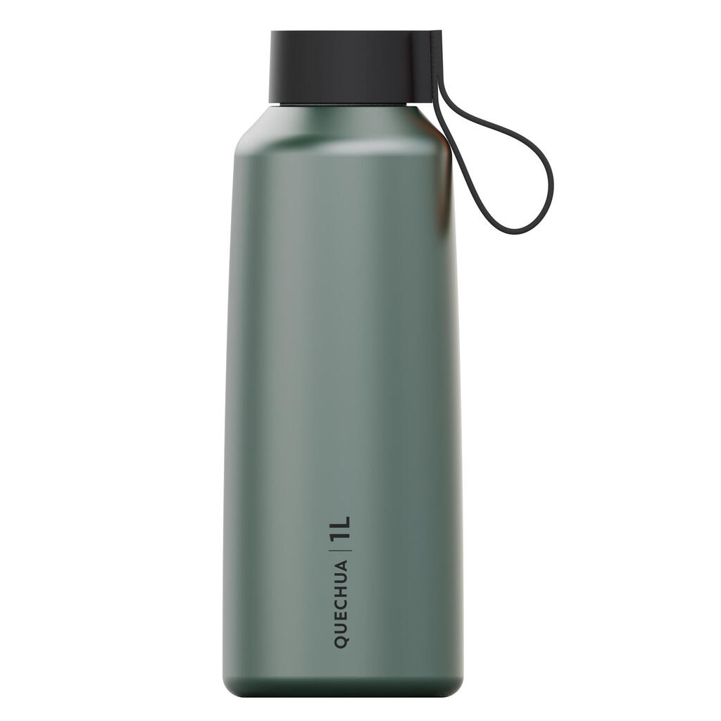 Gourde 100 inox 1l avec bouchon à vis pour la randonnée - Vert
