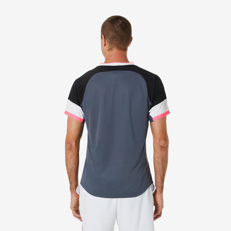 T-shirt tennis uomo Asics MATCH grigio-bianco-nero-rosa