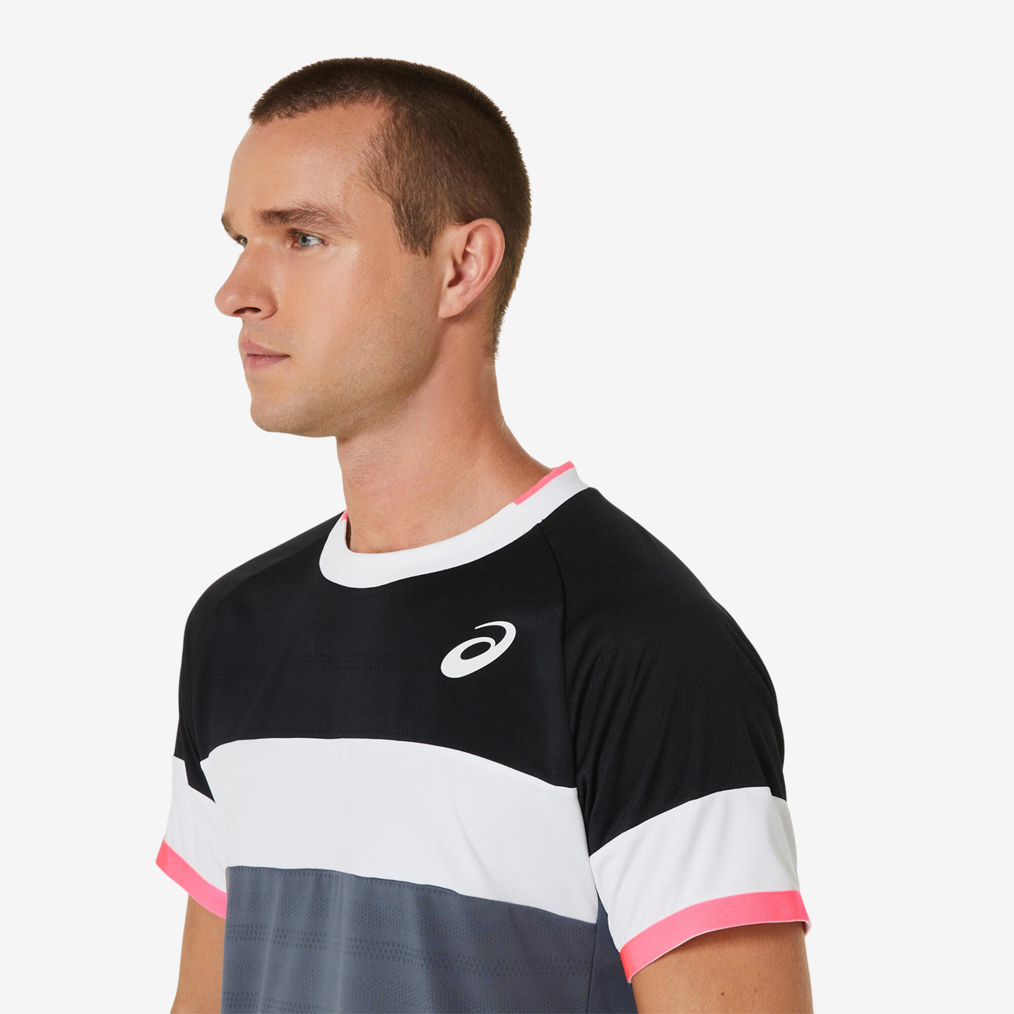 Men's Short-Sleeved Tennis T-Shirt Match - Grey/White/Black/Pink 3/6