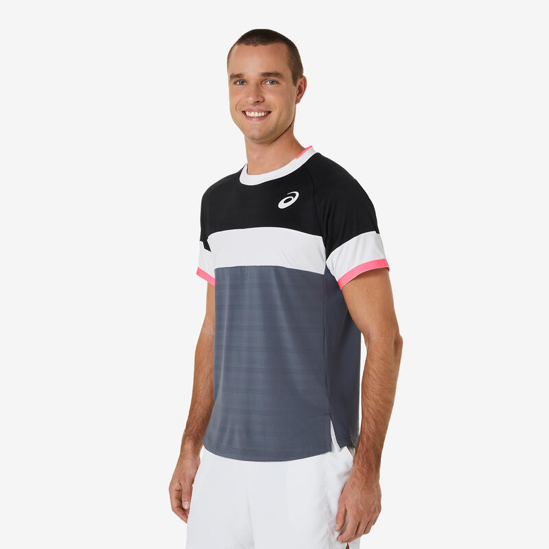 T-shirt tennis manches courtes homme - Asics Match Gris Blanc Noir Rose