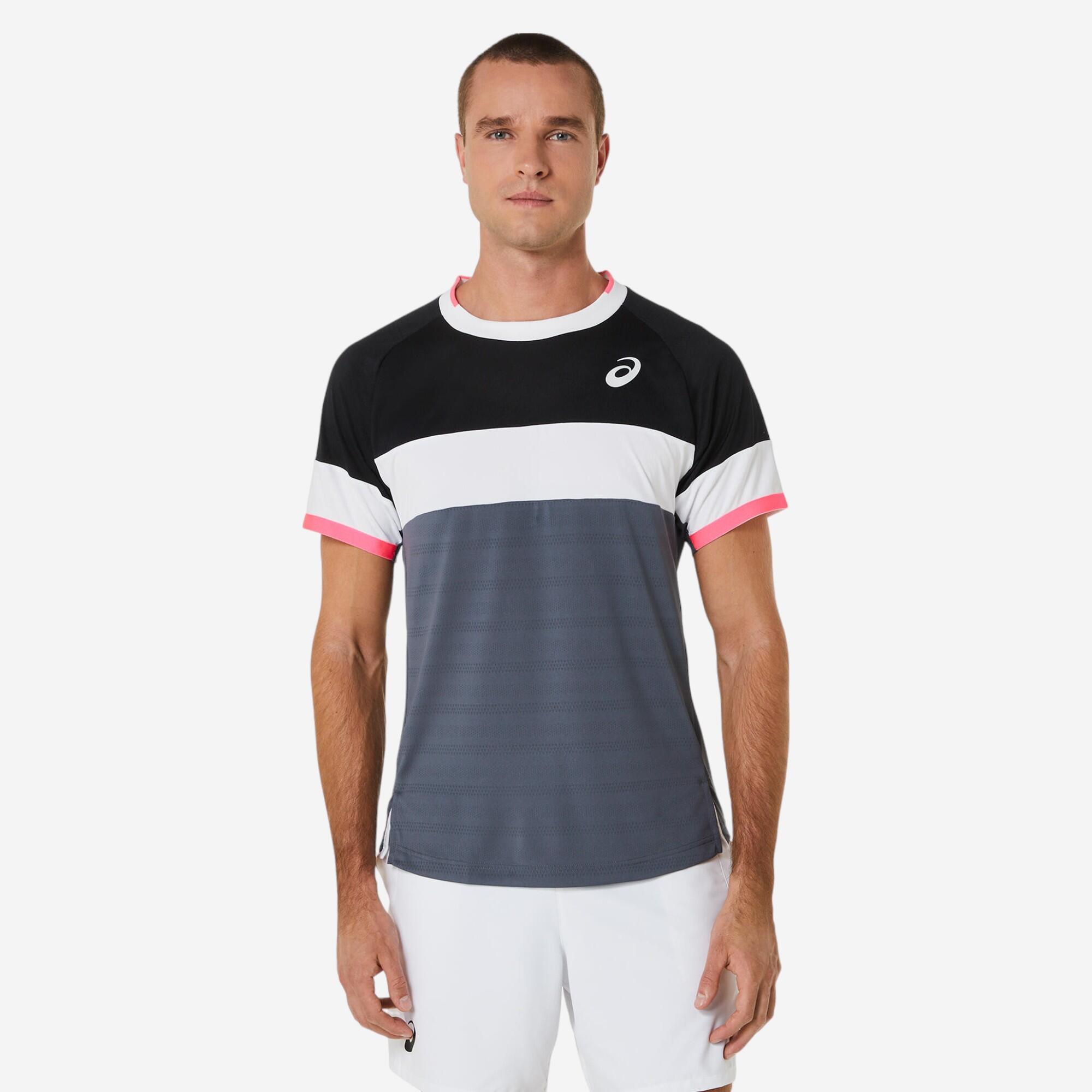 Men's Short-Sleeved Tennis T-Shirt Match - Grey/White/Black/Pink 1/6