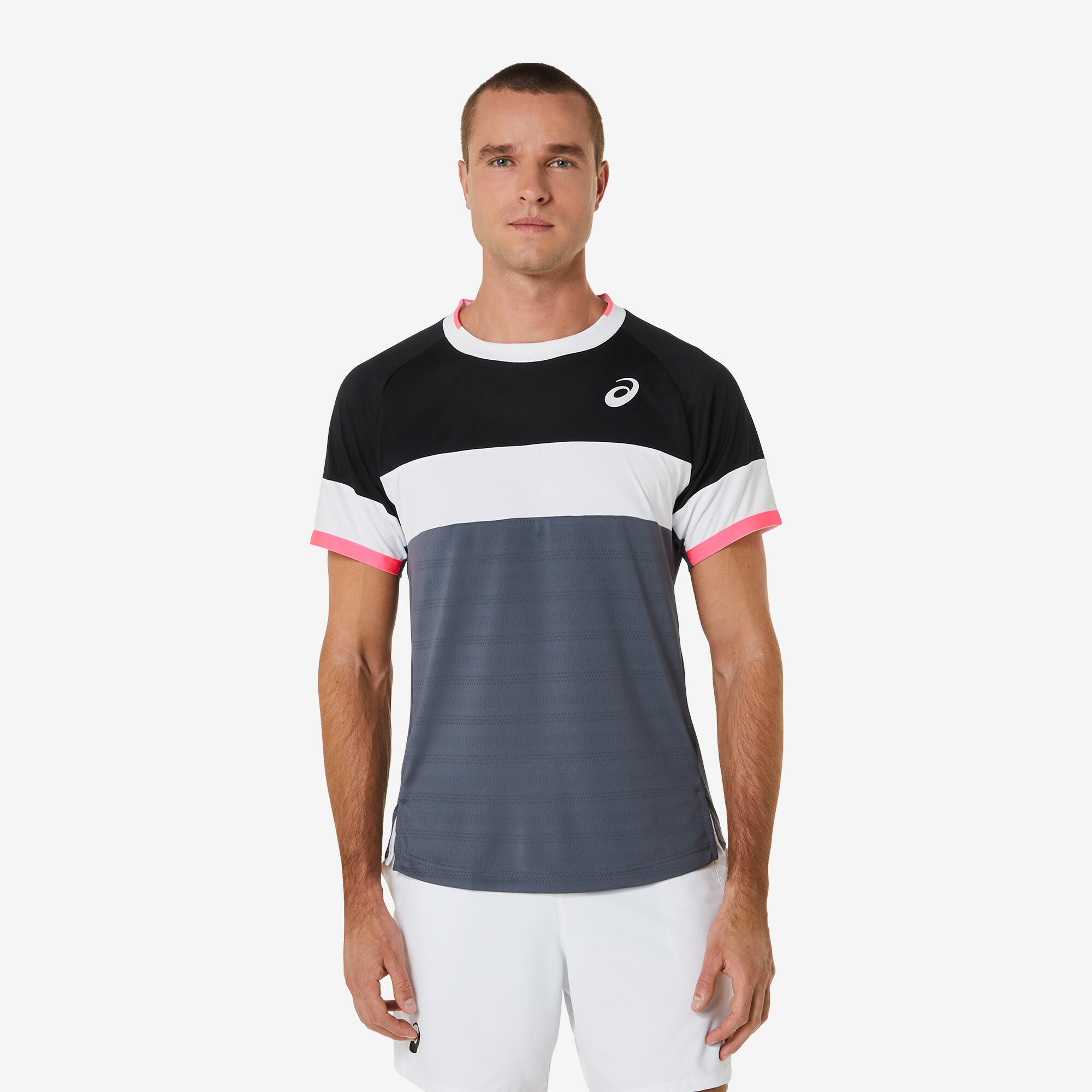 Tricou Tenis Asics Match Alb-Gri-Negru-Roz Bărbați