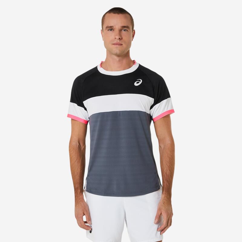 T-shirt tennis uomo Asics MATCH grigio-bianco-nero-rosa