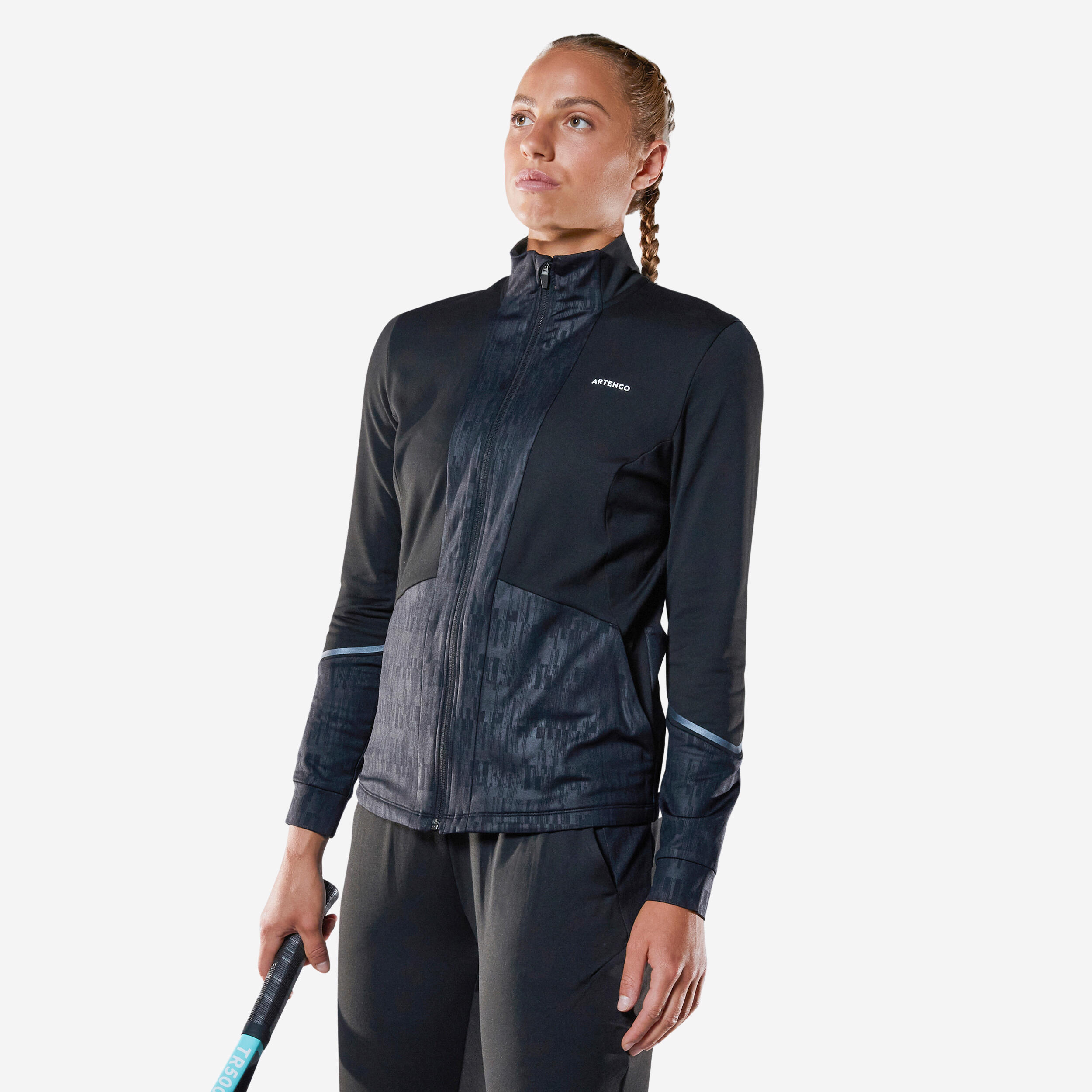 veste tennis thermique dry femme - th500 noir - artengo