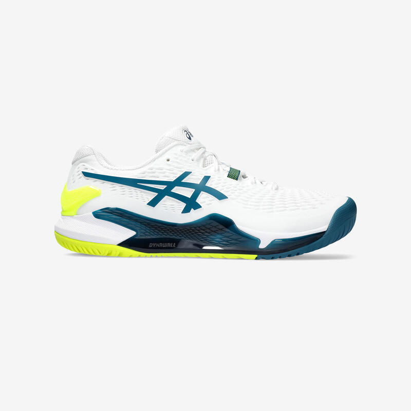 Chaussures de tennis homme multicourt - Asics Gel Resolution 9 Blanc Bleu Jaune