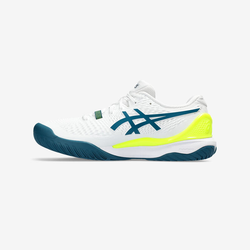 Zapatillas de tenis hombre multipista - Asics Gel Resolution 9 blanco azul amarillo