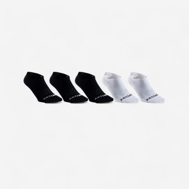 CALCETINES DE DEPORTE CORTOS ARTENGO RS 160 NEGRO BLANCO LOTE DE 5 PARES