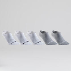 CHAUSSETTES DE SPORT BASSES ARTENGO RS 160 BLANC GRIS LOT DE 5