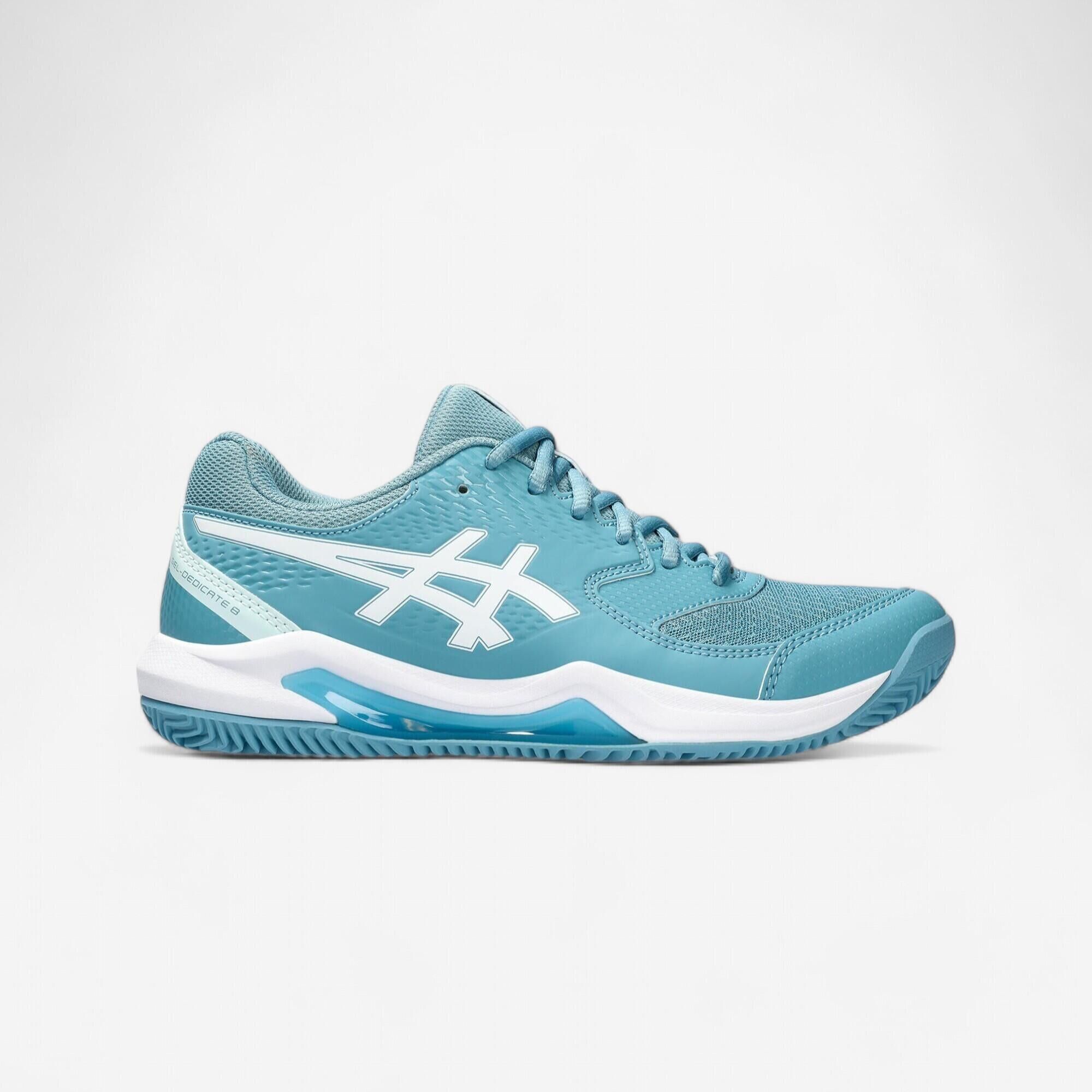 ASICS Women's Clay Court Tennis Shoes Gel Game Dedicate 8 - Turquoise Blue