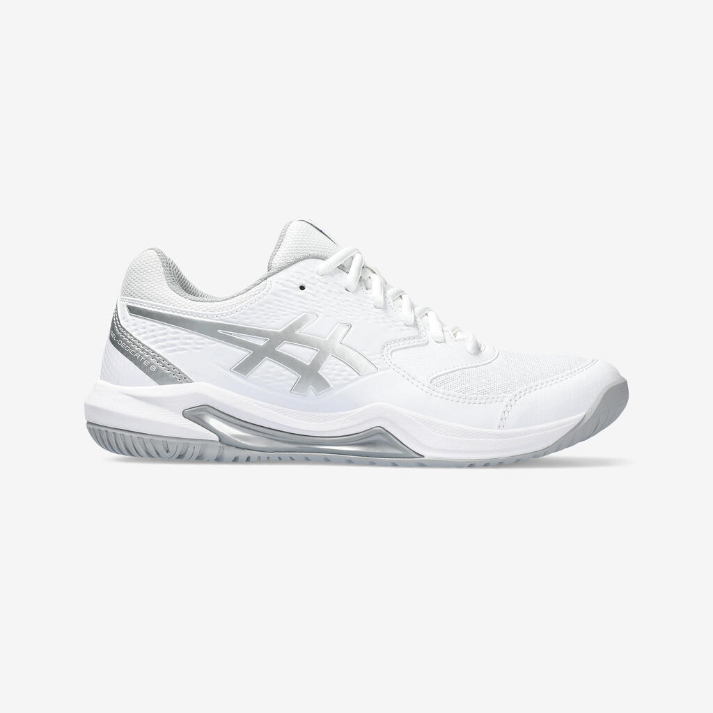 Sieviešu dažādu laukumu segumu tenisa apavi “Gel-Dedicate 8”, balti, sudraba
