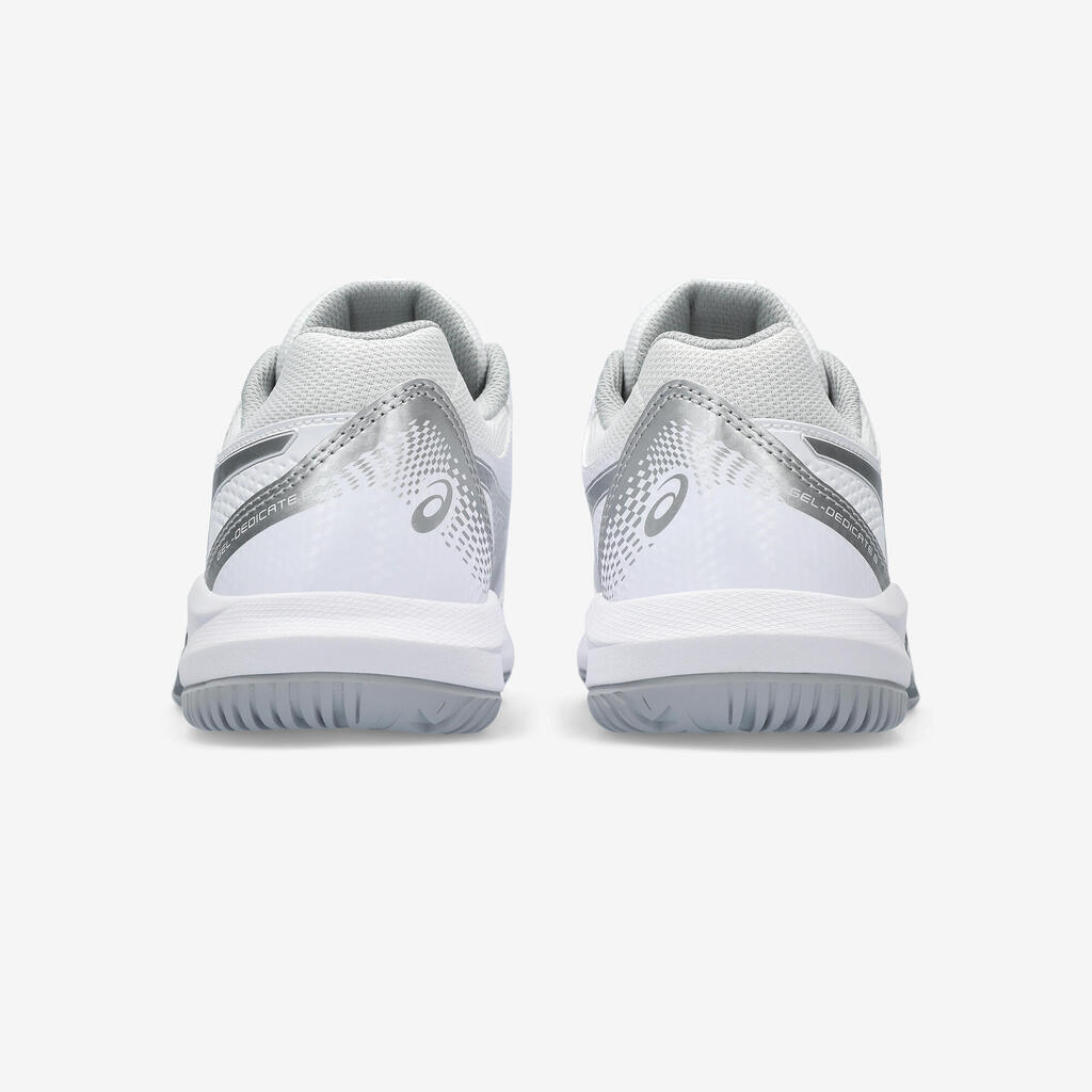 Tenisice za tenis Gel Dedicate 8 za sve terene ženske bijelo-srebrne