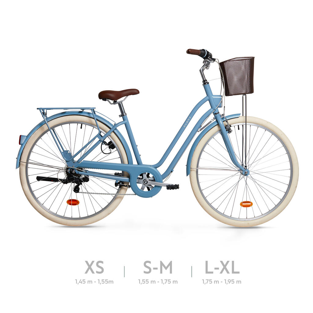 Fully-equipped, 6-speed low frame city bike, light blue