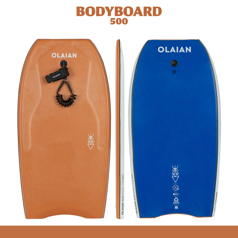 Bodyboard 500 marron bleu avec leash