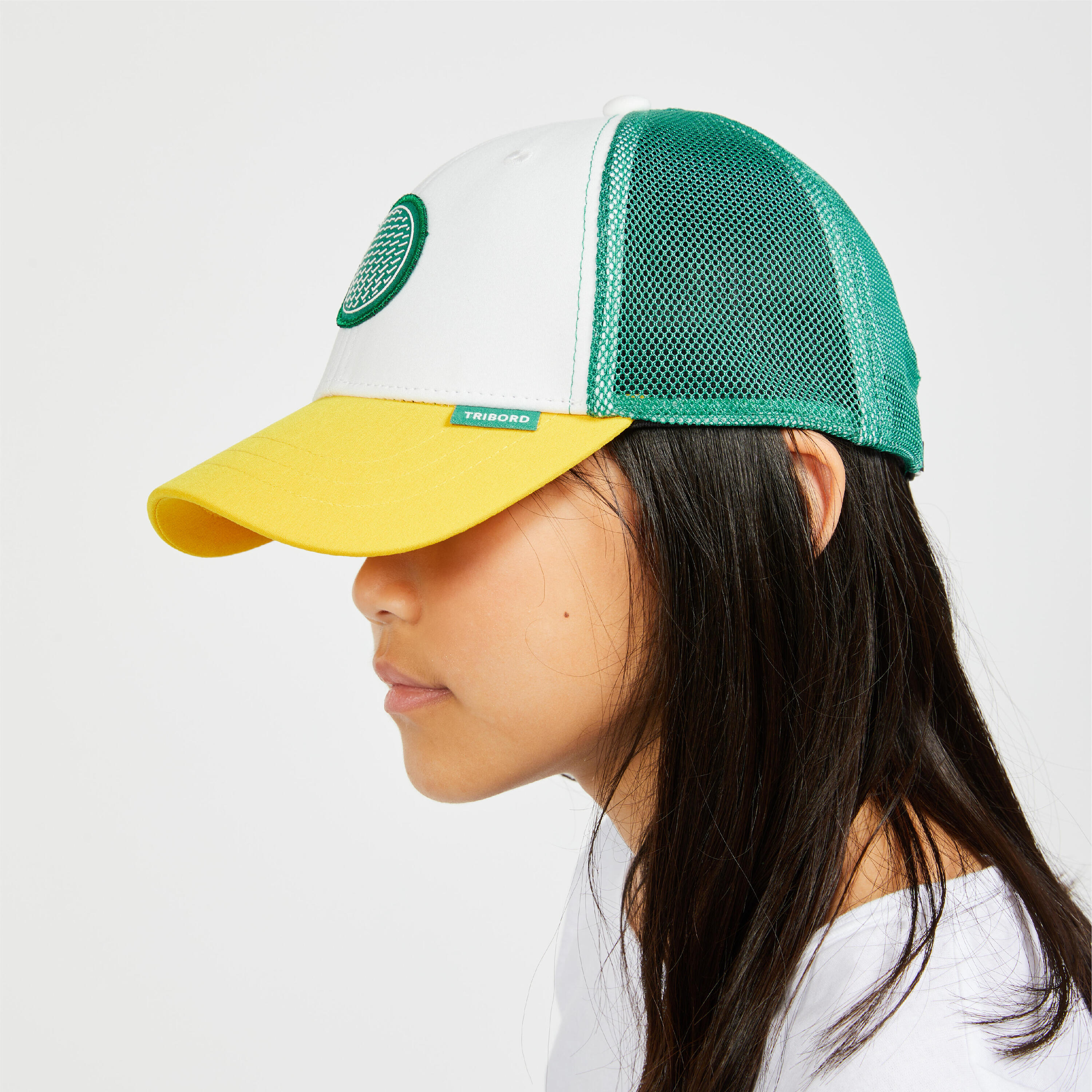 Kids' sailing cap Sailing 500 - white green 2/5