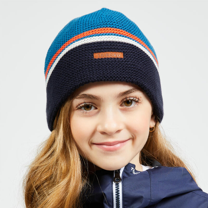 Gorro forro polar cortavientos Niños rayas azul