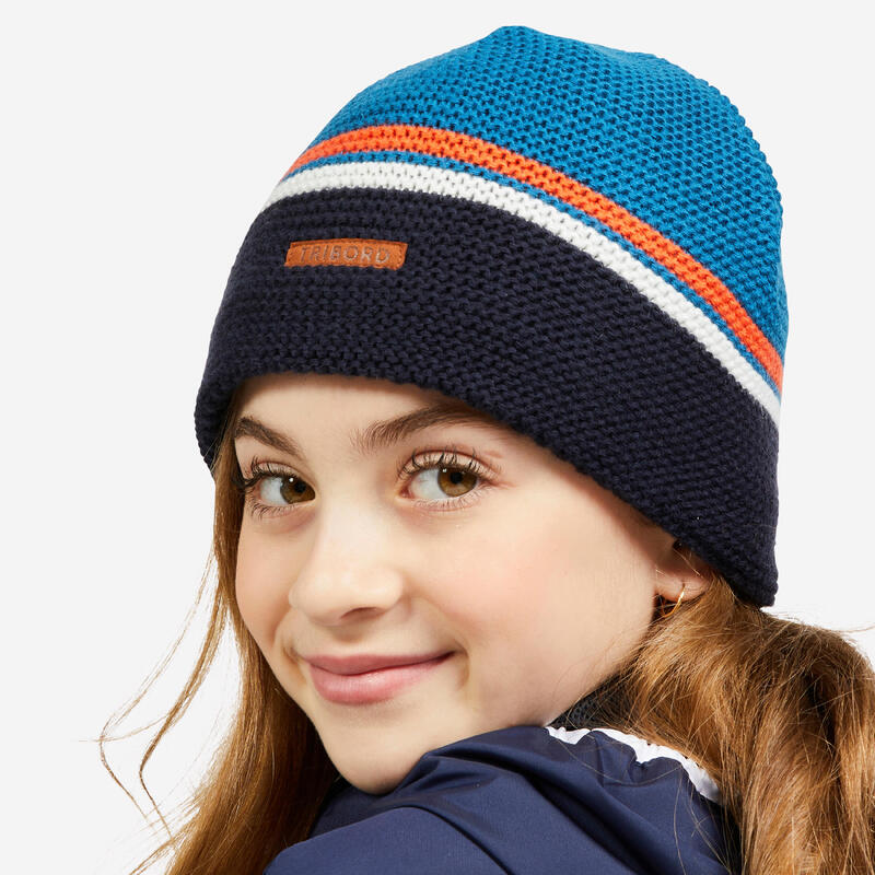 Gorro forro polar cortavientos Niños rayas azul