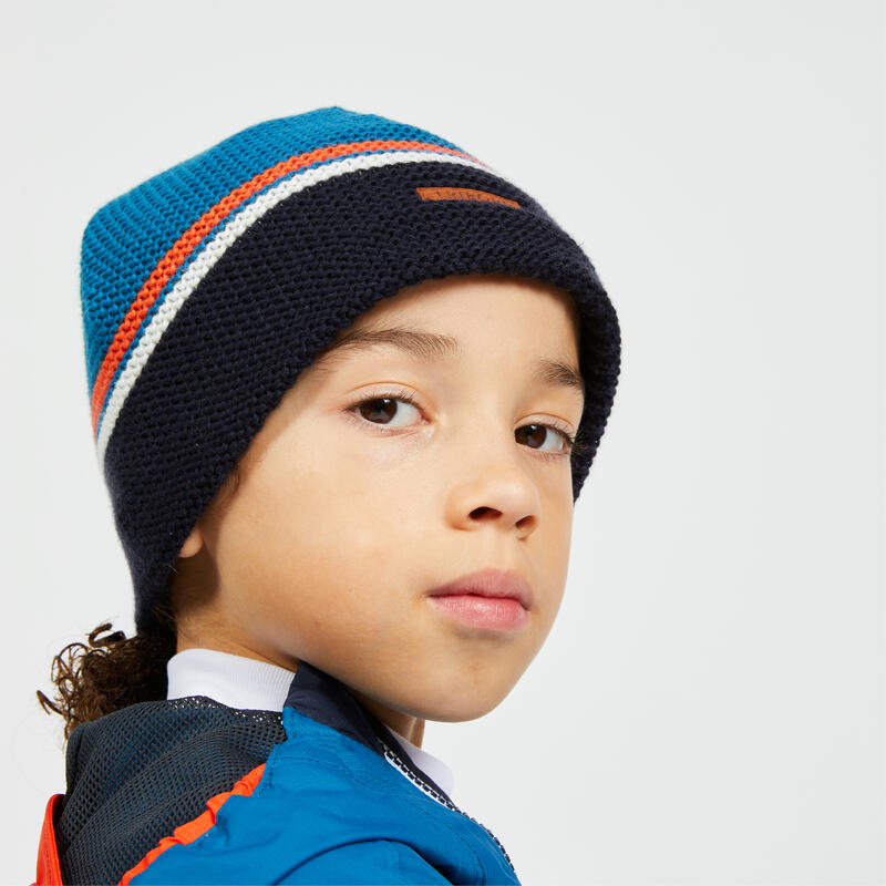 Gorro forro polar cortavientos Niños rayas azul