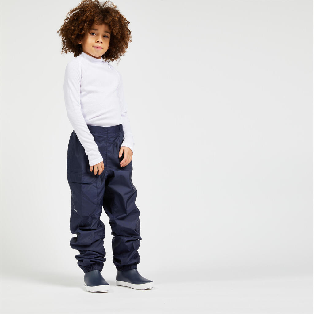 Παιδικό αδιάβροχο προστατευτικό παντελόνι ιστιοπλοΐας sailing rain overtrousers 100 με οικολογικό σχεδιασμό, ναυτικό μπλε