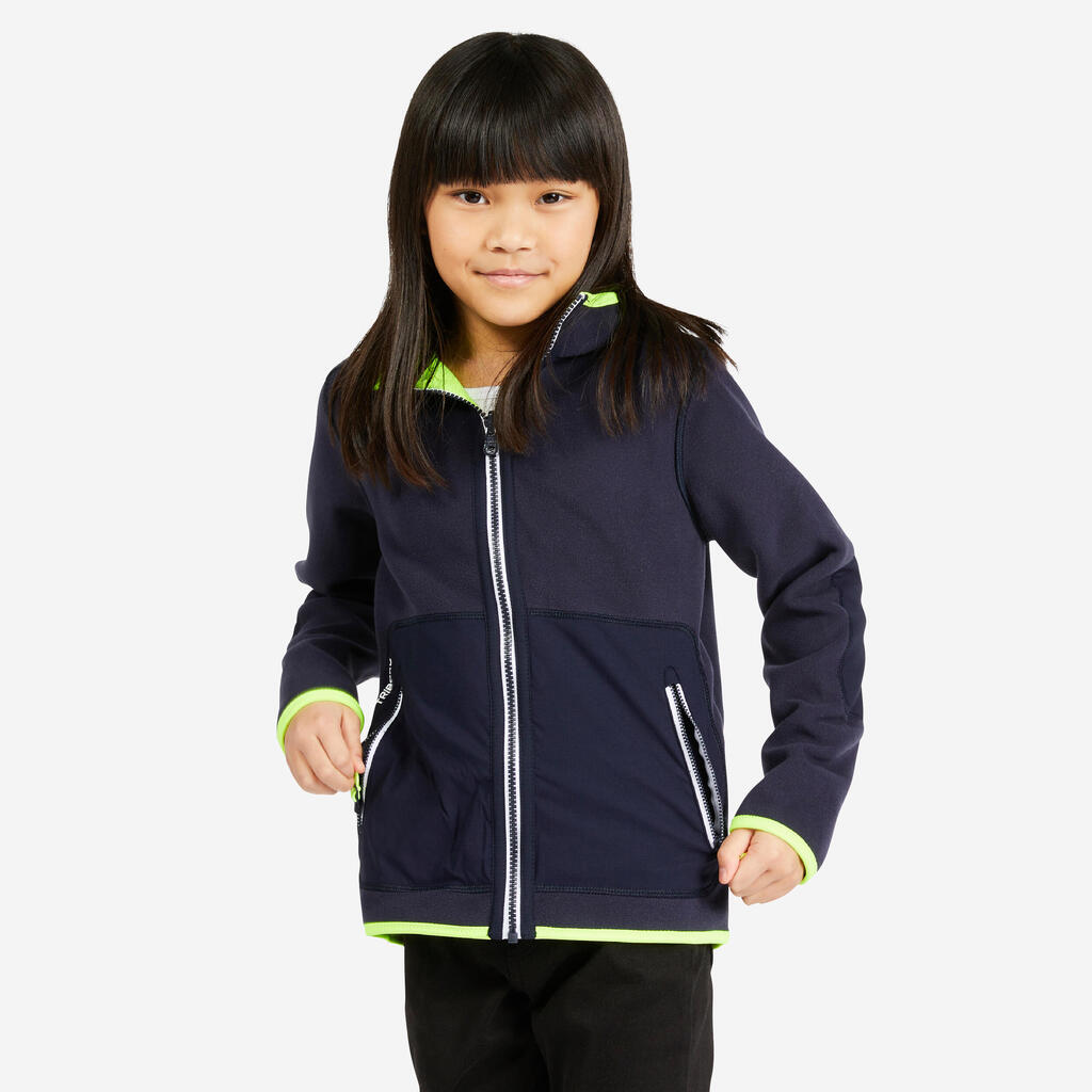 Kids' warm reversible sailing fleece 500 - Blue ocean navy