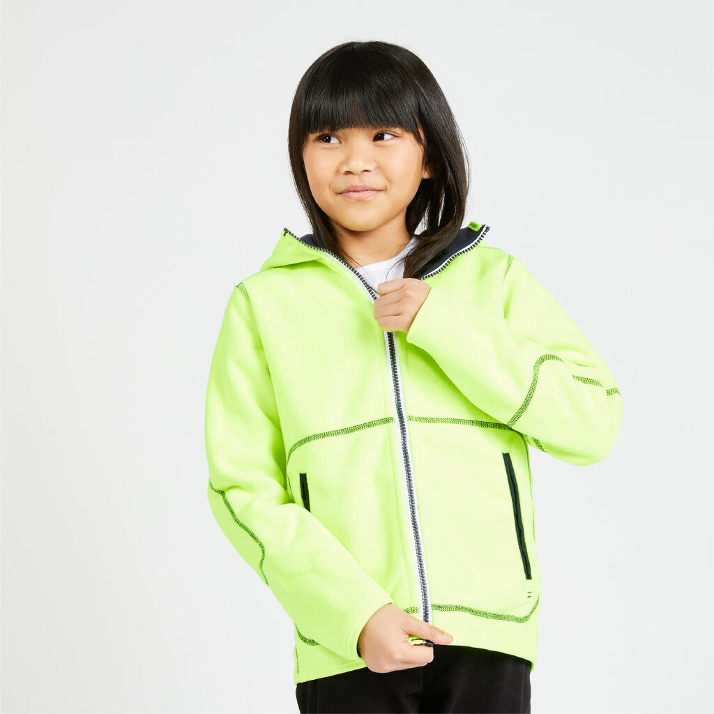 Kids' warm reversible sailing fleece 500 - Blue ocean navy