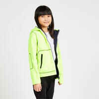 Kids' warm reversible sailing fleece 500 - Navy blue/neon yellow