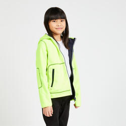 Veste polaire chaude réversible enfant Sailing 500 Bleu marine jaune fluo