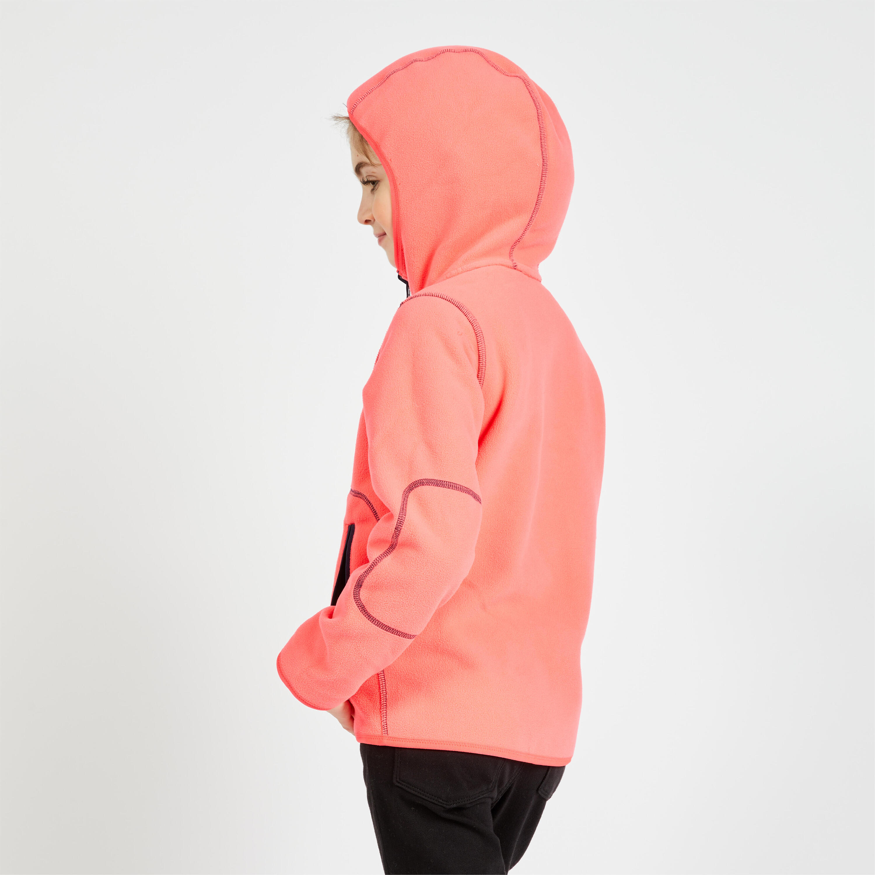 Kids' warm reversible sailing fleece 500 - Navy/pink 5/8