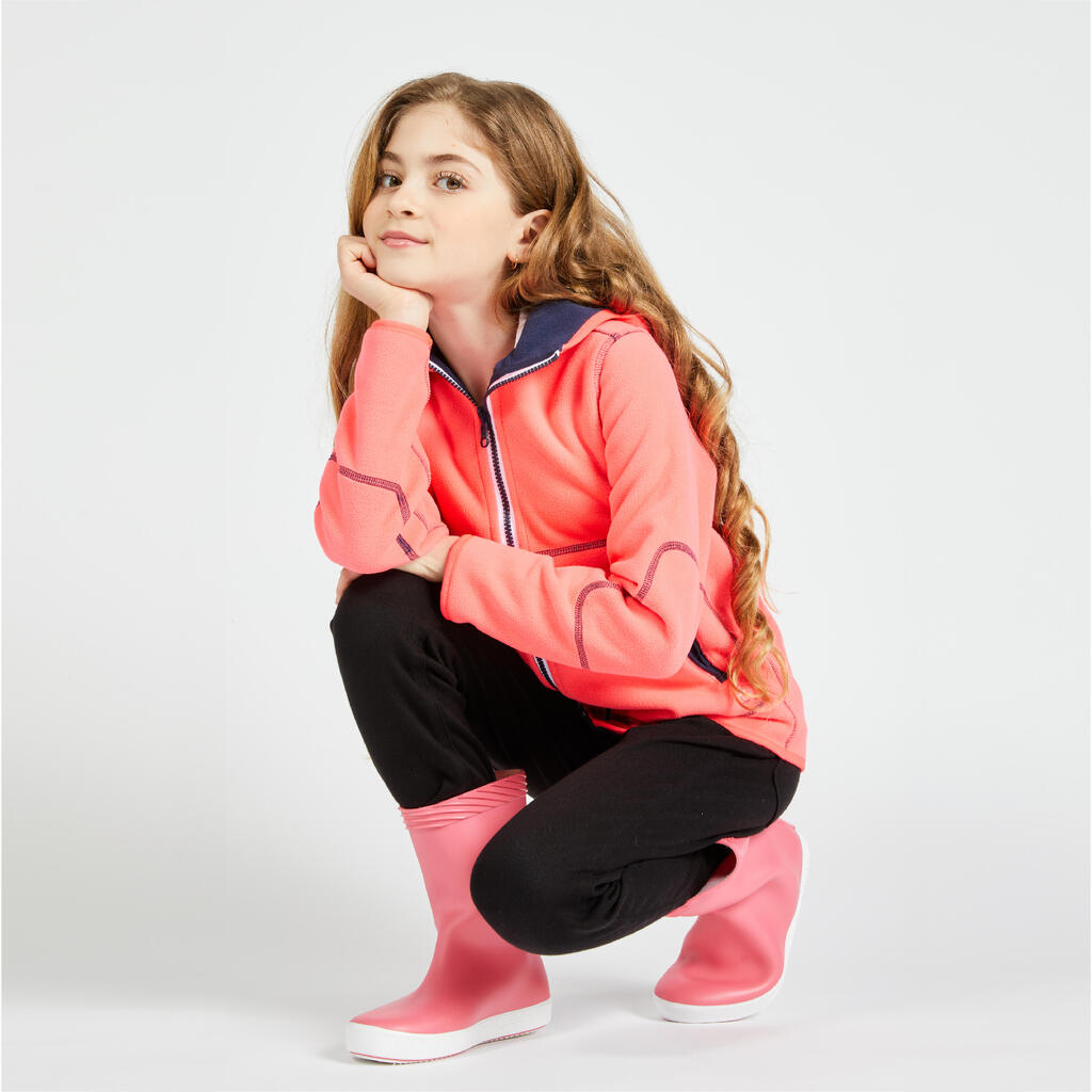 Veste polaire de voile, chaude et réversible, enfant, 500, bleu navy / moutarde