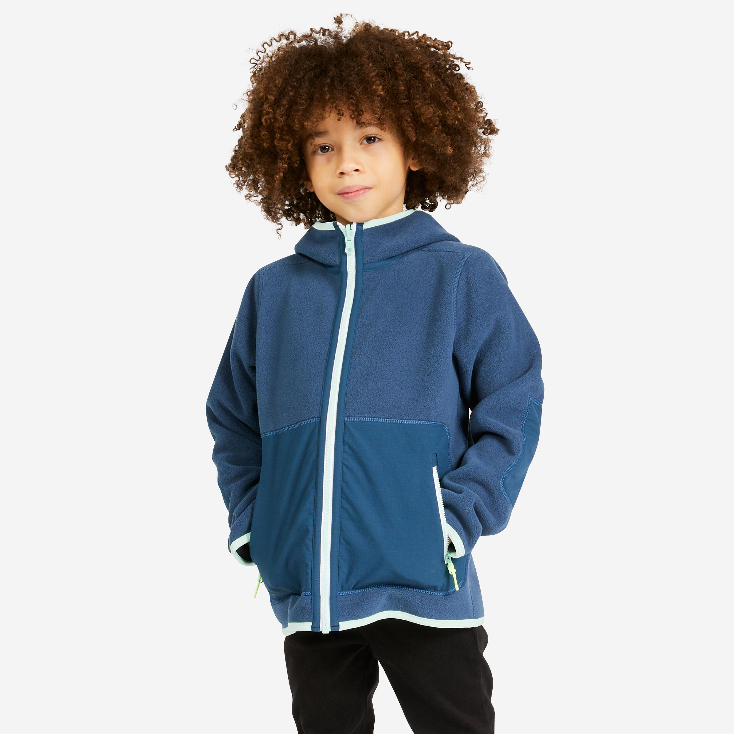 Kids' warm reversible sailing fleece 500 - Blue ocean navy 1/24