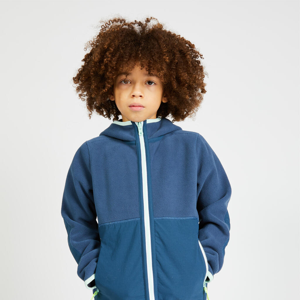 Fleecejacke Segeln Kinder Sailing 500 warm wendbar marineblau